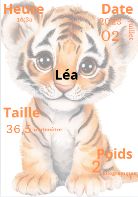 Affiche de naissance animaux