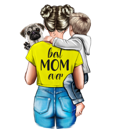 maman enfant et chien