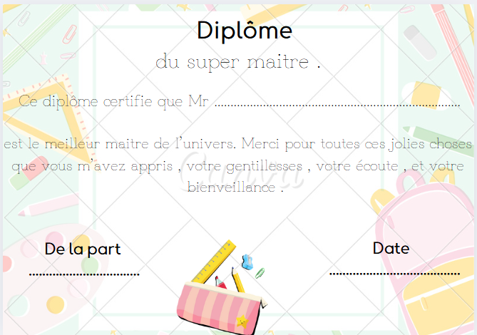 Diplome maitresse - maitre