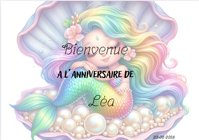 Affiche bienvenue a mon anniversaire sirène
