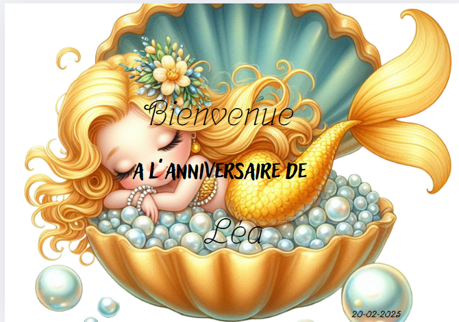 Affiche bienvenue a mon anniversaire sirène