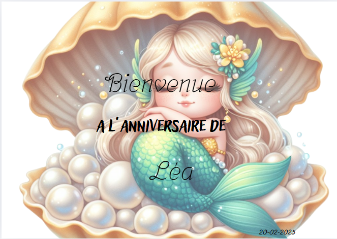 Affiche bienvenue a mon anniversaire sirène