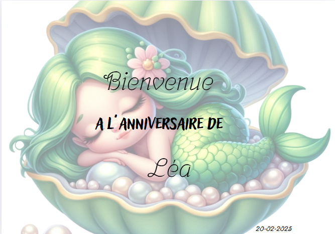 Affiche bienvenue a mon anniversaire sirène