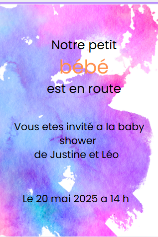 faire part baby shower aquarelle