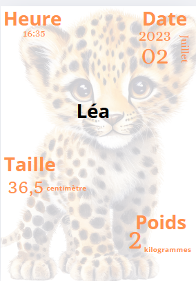 Affiche de naissance animaux