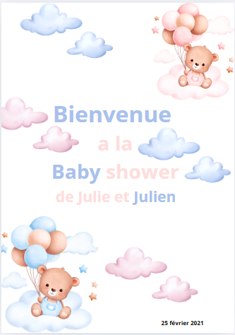 Affiche baby  shower  ourson