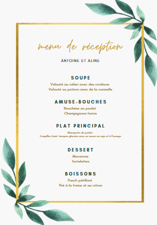 Menu mariage
