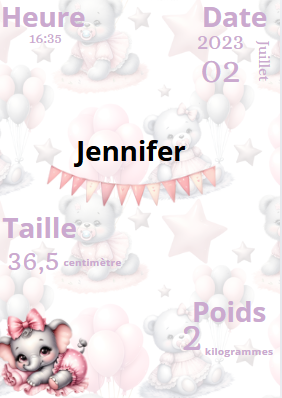 Affiche de naissance ourson