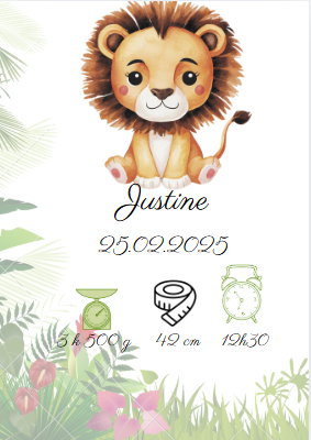 Affiche de naissance jungle