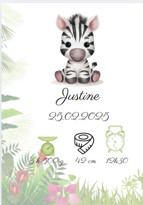 Affiche de naissance jungle