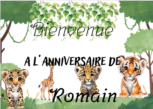 Affiche bienvenue a mon anniversaire jungle