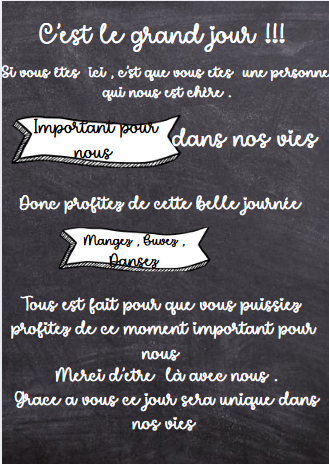 Affiche de bienvenue  mariage