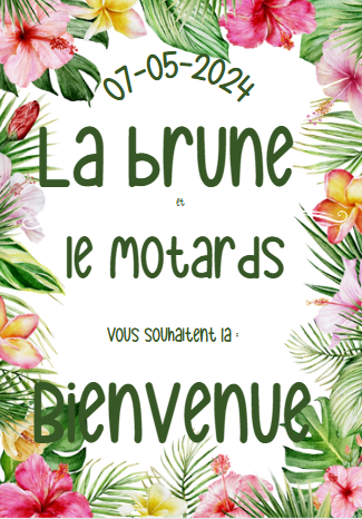 Affiche de bienvenue  mariage avec surnoms tropical