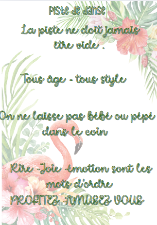 règle de la piste de danse  tropical