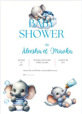 invitation baby shower bleu