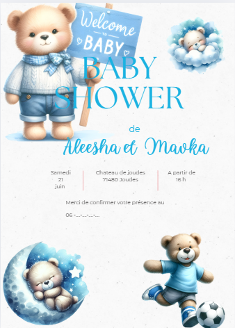 invitation baby shower bleu