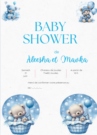 invitation baby shower bleu