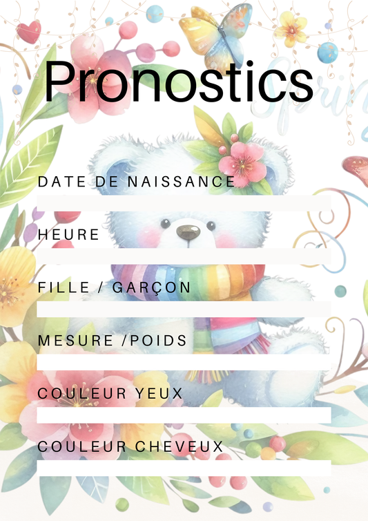 pronostics baby shower ourson numérique